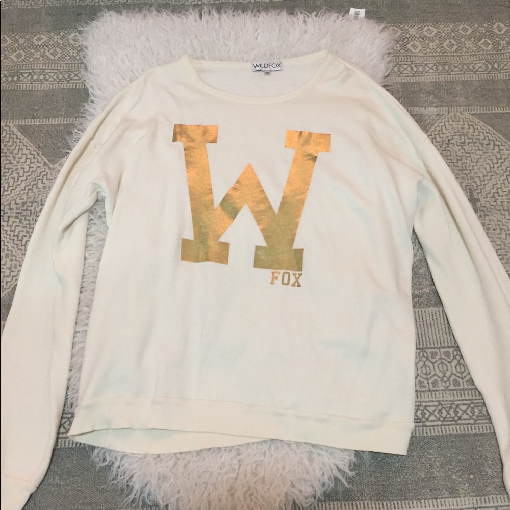 RARE WILDFOX GOLD Font W FOX Crew Neck Sweater